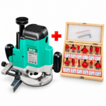 DCA AMR02-12 1850W Wood Router with 12-Piece Router Bit Set